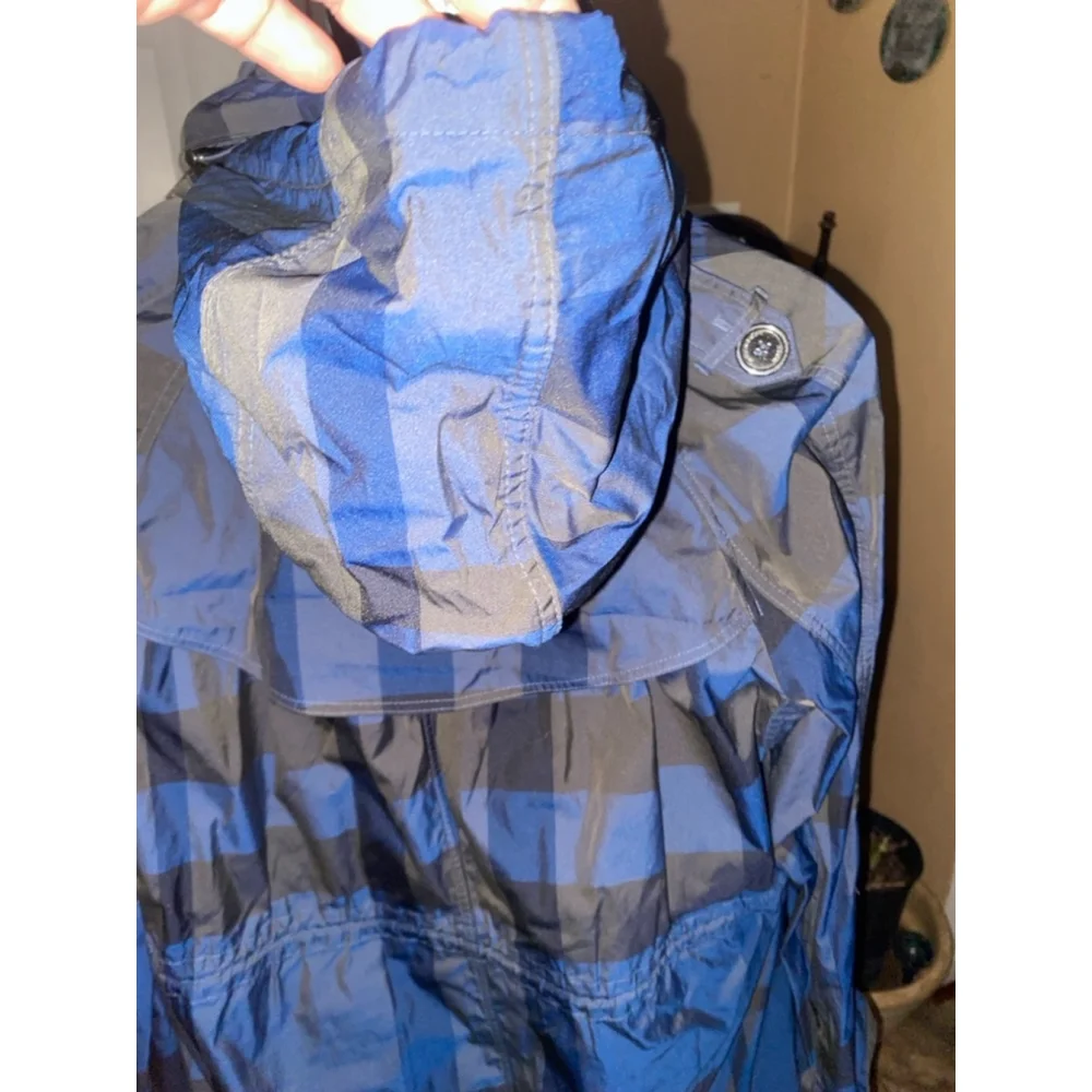 Women's Burberry Brit Plaid Jacket Size 10 Blue Gray - Picture 12 of 15